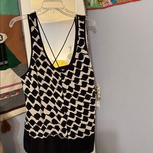 Derek Lam Silk Black and White lined Camisole